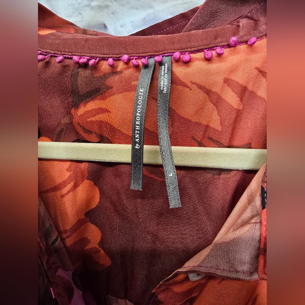 NWOT $110 By Anthropologie Relaxed Buttondown Blouse in Pink Size Large - Picture 12 of 12